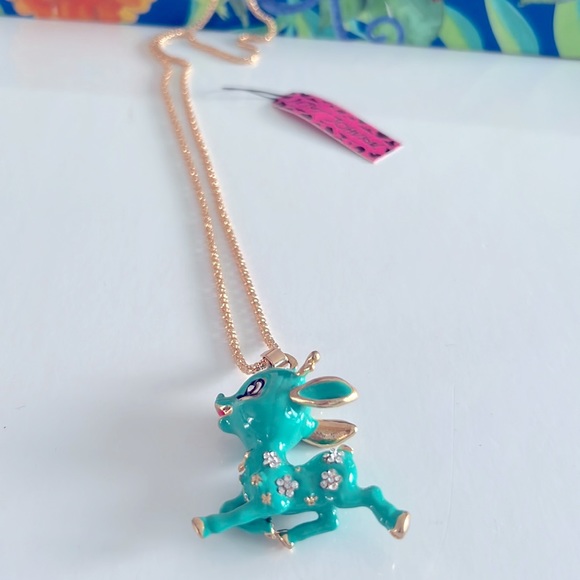 Betsey Johnson Style Necklace Multicolored Bambi Pendant Chain - Picture 8 of 11